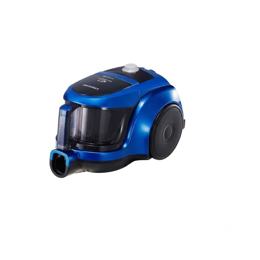 Compact Blue Canister Vacuum Cleaner with Multi-Surface Floor Nozzle