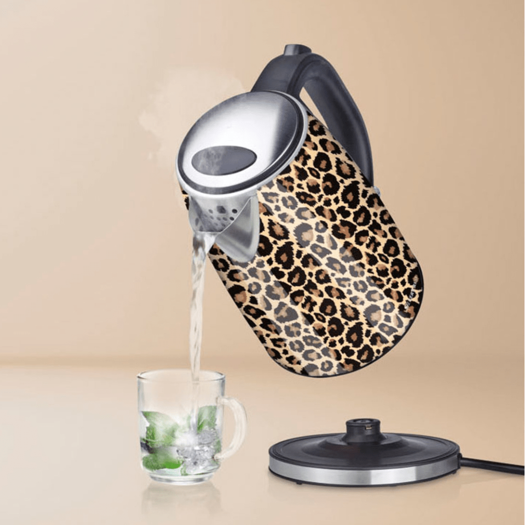 Electric Cordless Water Kettle with Leopard Print