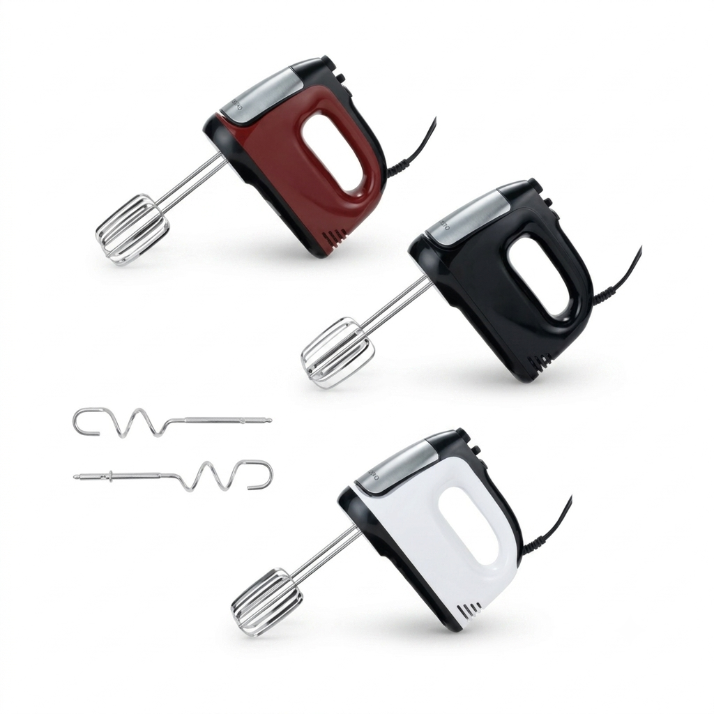 Multi-Speed Electric Hand Mixer with Beaters & Dough Hooks