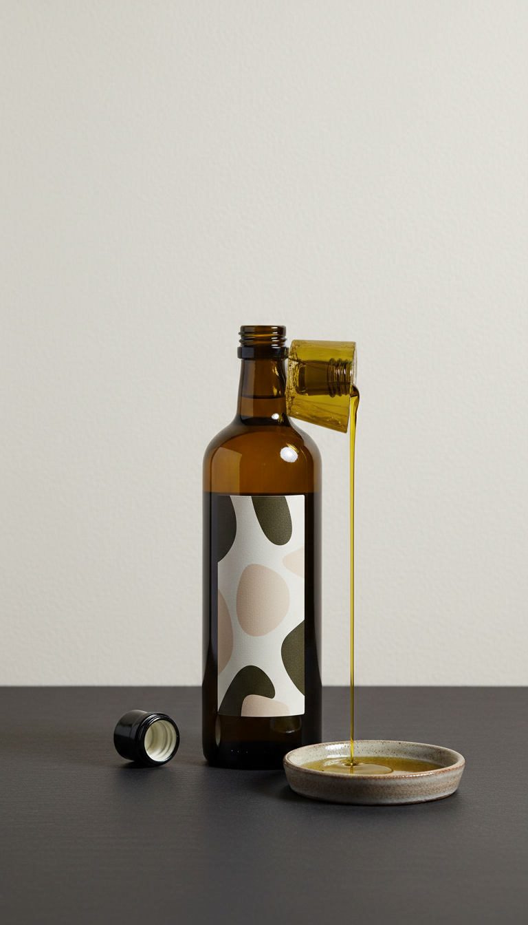 Cold-Pressed Olive Oil with Minimalist Label