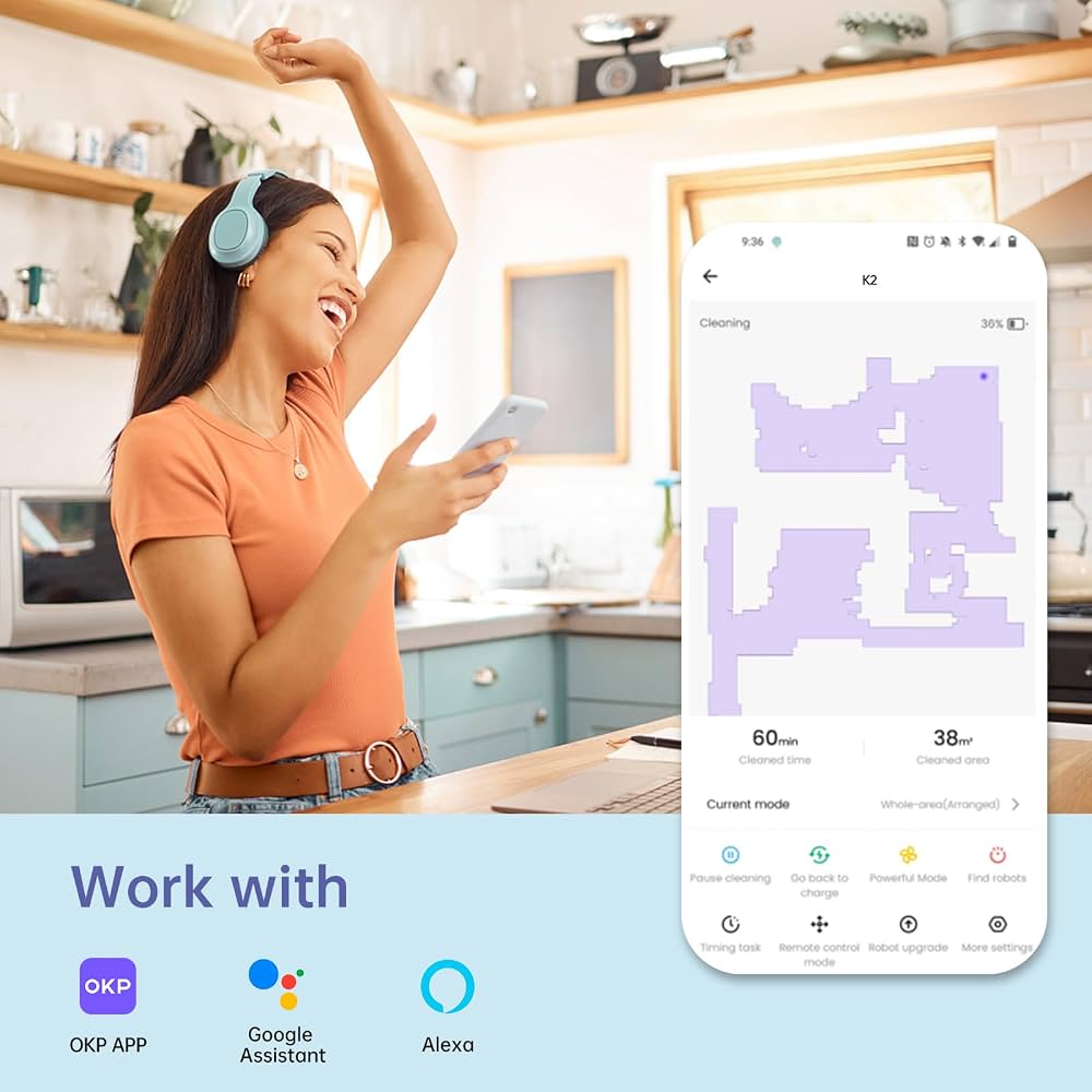 Smart Laser-Guided Robot Vacuum Cleaner with App Control