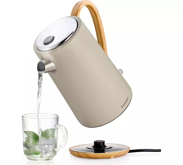 Electric Cordless Water Kettle with Wooden Accent Handle & Base