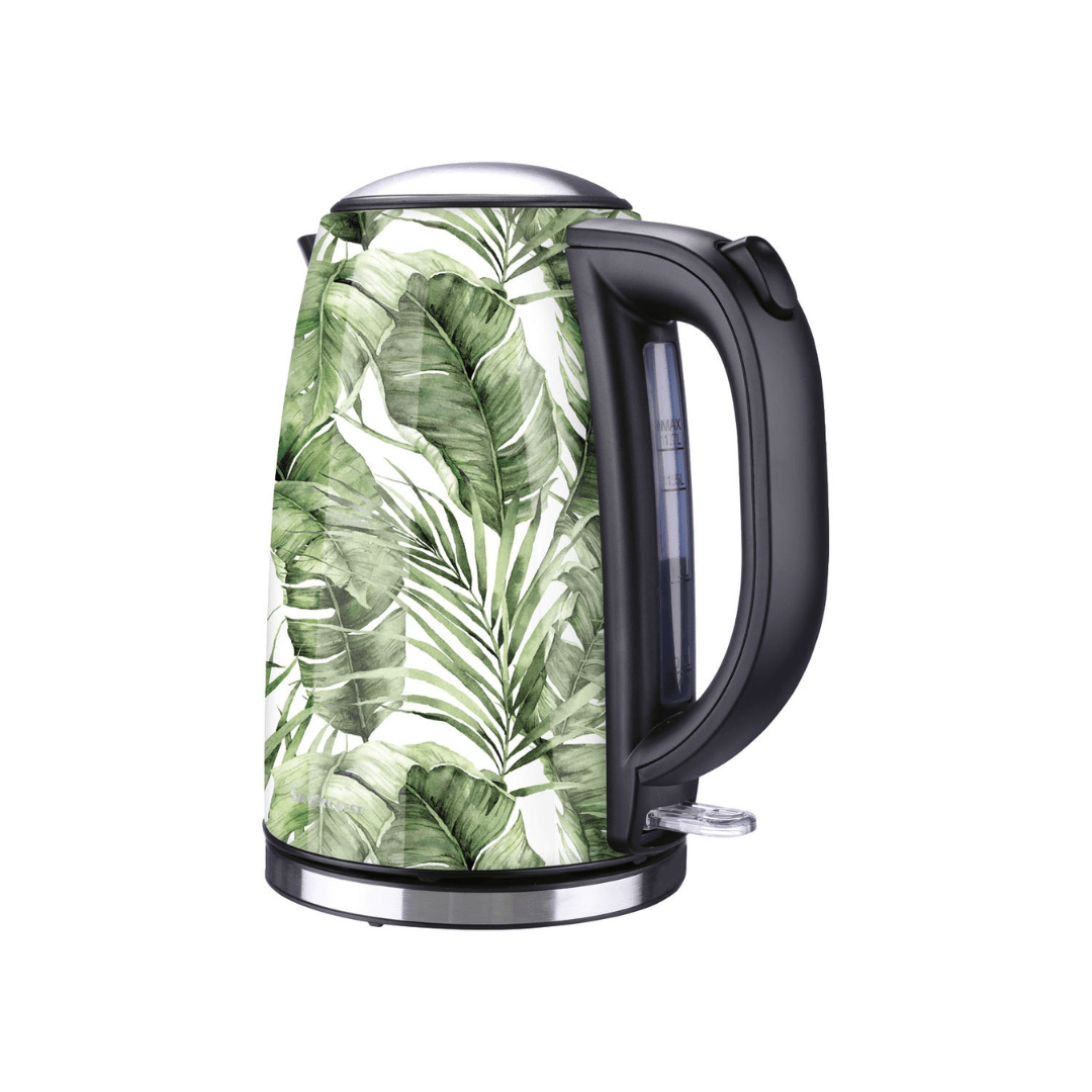 Electric Cordless Water Kettle with Tropical Botanical Print