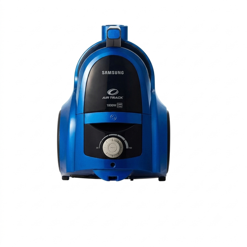Compact Blue Canister Vacuum Cleaner with Multi-Surface Floor Nozzle