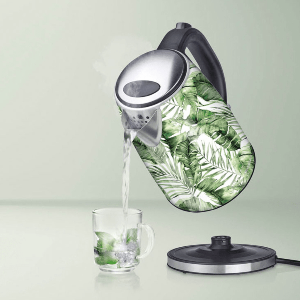 Electric Cordless Water Kettle with Tropical Botanical Print